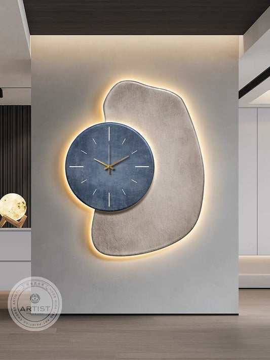 Modern Crystal Wall Clock with LED Light - 32 x 40 Inch