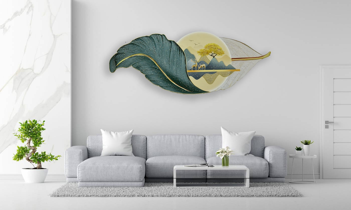 Modern Crystal Glass Painting For Wall Decor [ 60 x 24 Inches ]