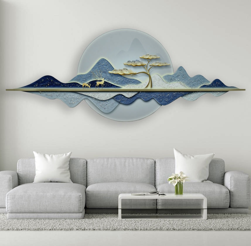 Modern Crystal Glass Painting For Wall Decor [ 60 x 24 Inches ]