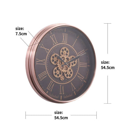 Gears of Time Luxury Designer Wall Clock With Moving Gear Mechanism (Steel Body)