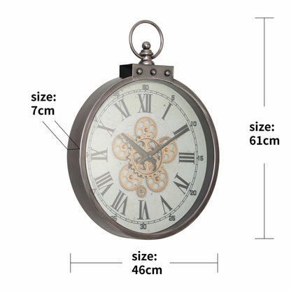 Temporal Trellis Luxury Wall Clock With Moving Gear Mechanism (Steel Body)
