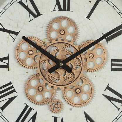 Temporal Trellis Luxury Wall Clock With Moving Gear Mechanism (Steel Body)