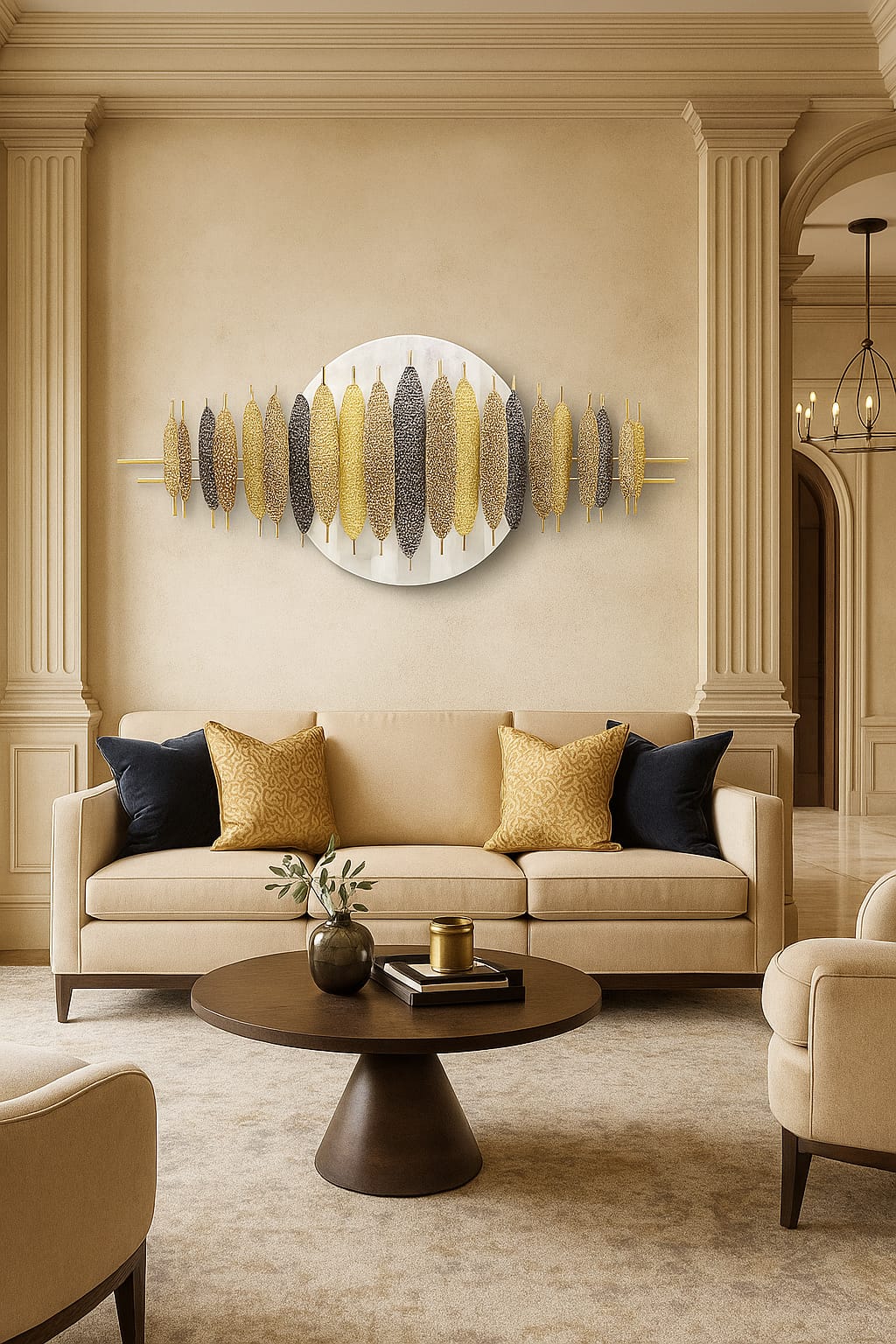 Premium Gold Metal Wall Art For Home [ Style 8 ]