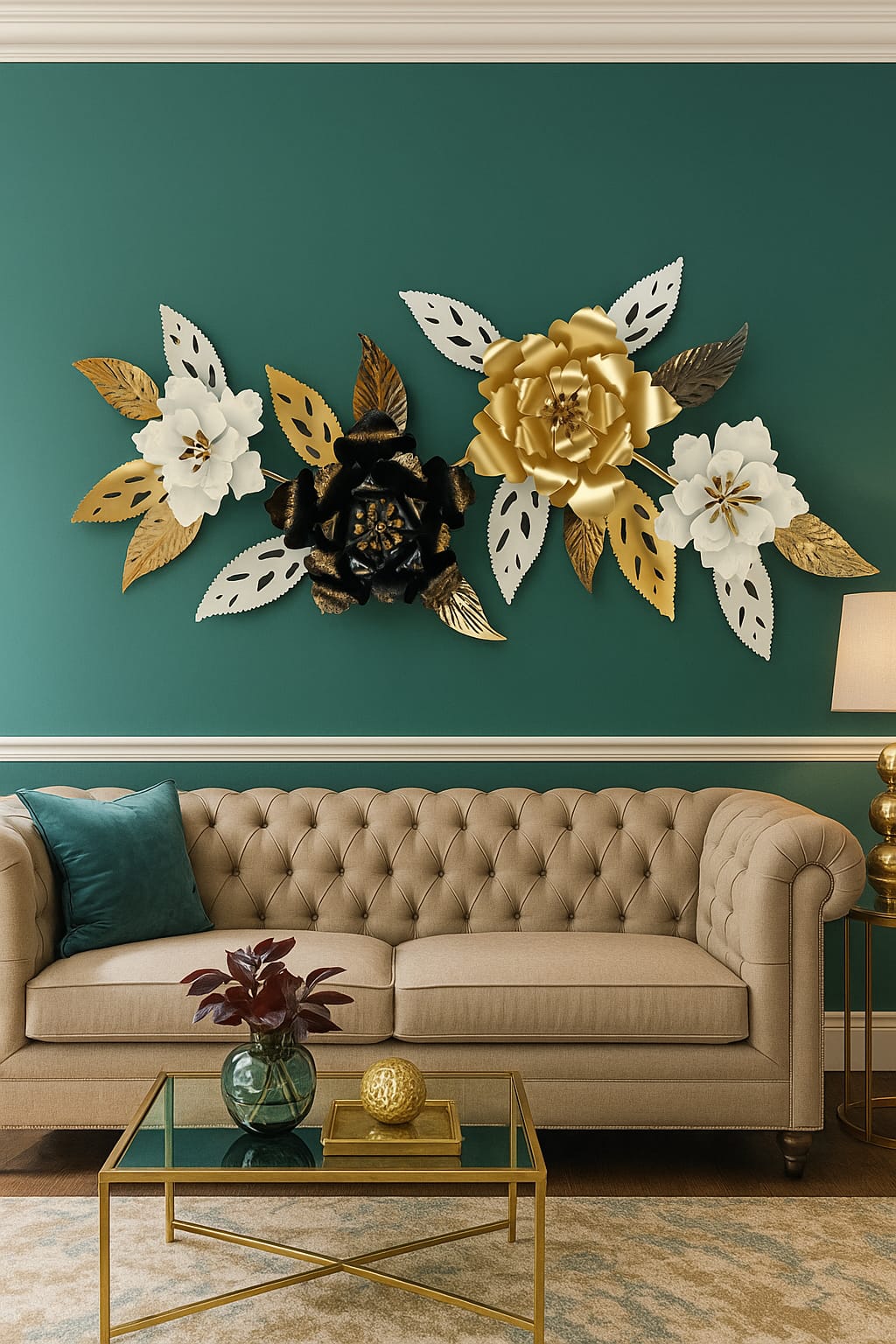 Floral PVD Metal Wall Art For Home [ Style 5 ]