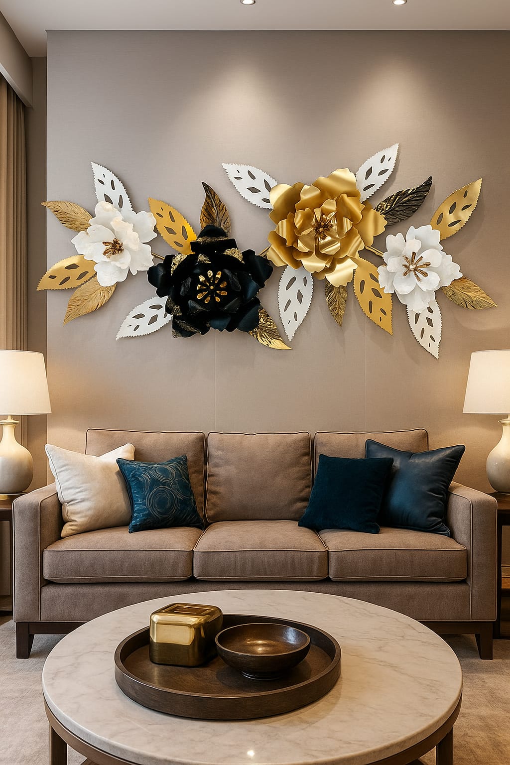 Floral PVD Metal Wall Art For Home [ Style 5 ]