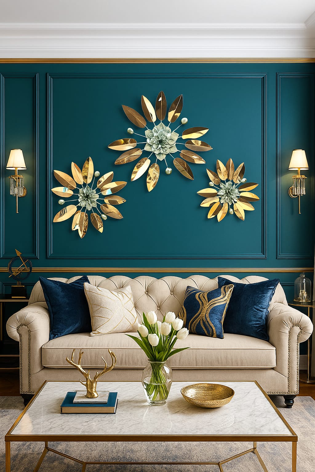 Fancy PVD Metal Wall Art For Home [ Style 3 ] [ Pack of 3 ]