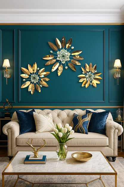 Fancy PVD Metal Wall Art For Home [ Style 3 ] [ Pack of 3 ]
