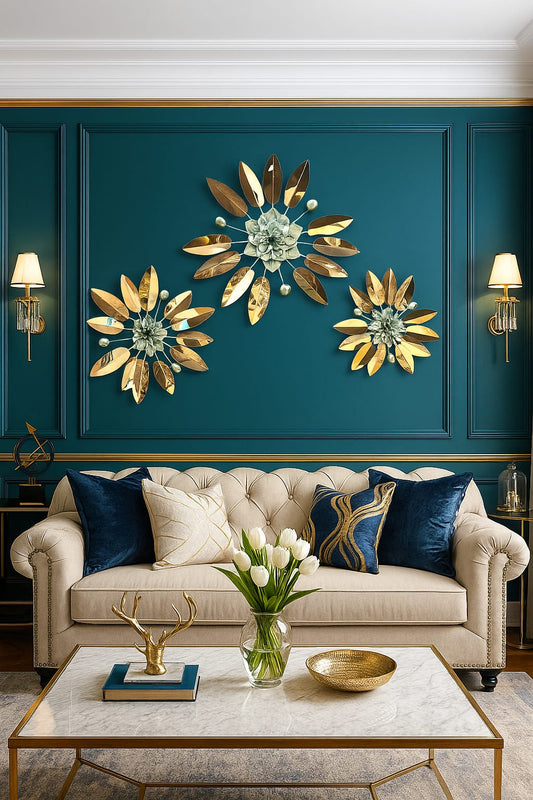 Fancy PVD Metal Wall Art For Home [ Style 3 ] [ Pack of 3 ]