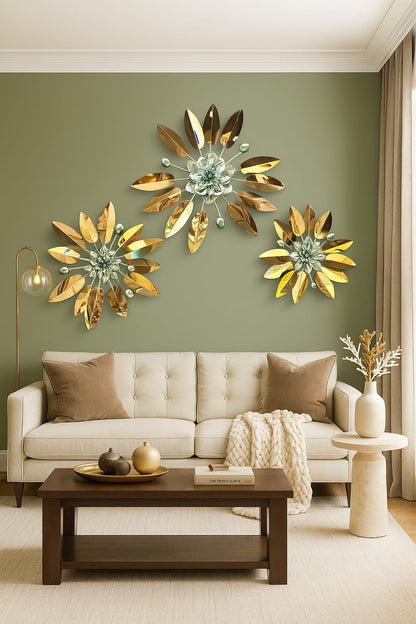 Fancy PVD Metal Wall Art For Home [ Style 3 ] [ Pack of 3 ]