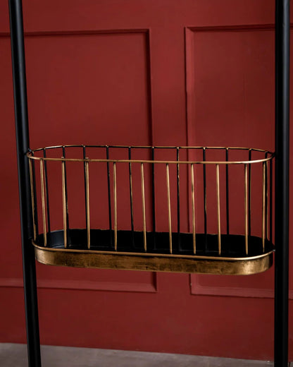 Black Metal Tripod Gear Standing Wall Clock With Shelf For Home Decor