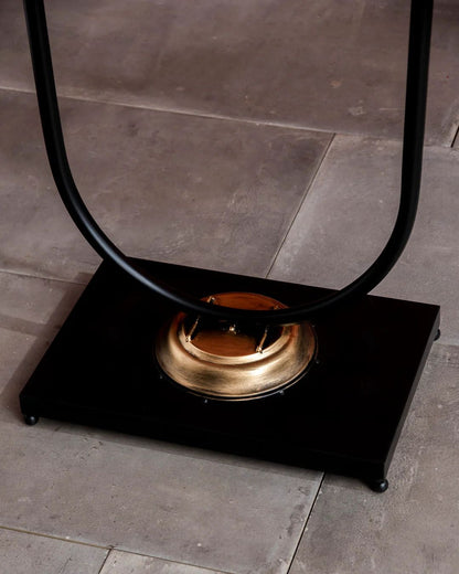 Black Metal Tripod Gear Standing Wall Clock With Shelf For Home Decor