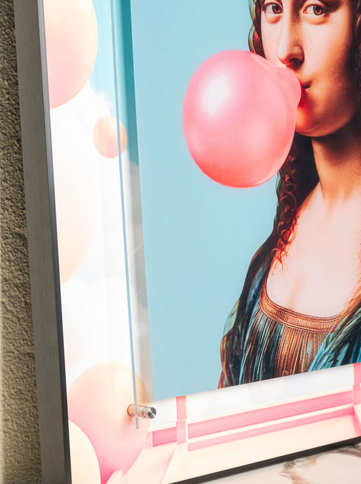 Urban Pop Art Frame - Bubblegum Mona Lisa [ 24 x 32 Inch ]