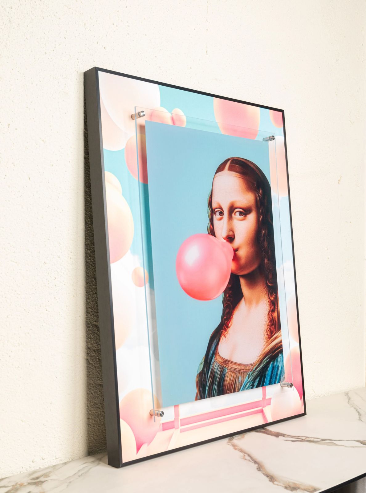 Urban Pop Art Frame - Bubblegum Mona Lisa [ 24 x 32 Inch ]