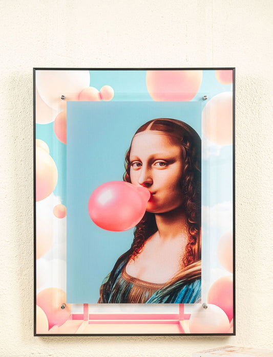 Urban Pop Art Frame - Bubblegum Mona Lisa [ 24 x 32 Inch ]