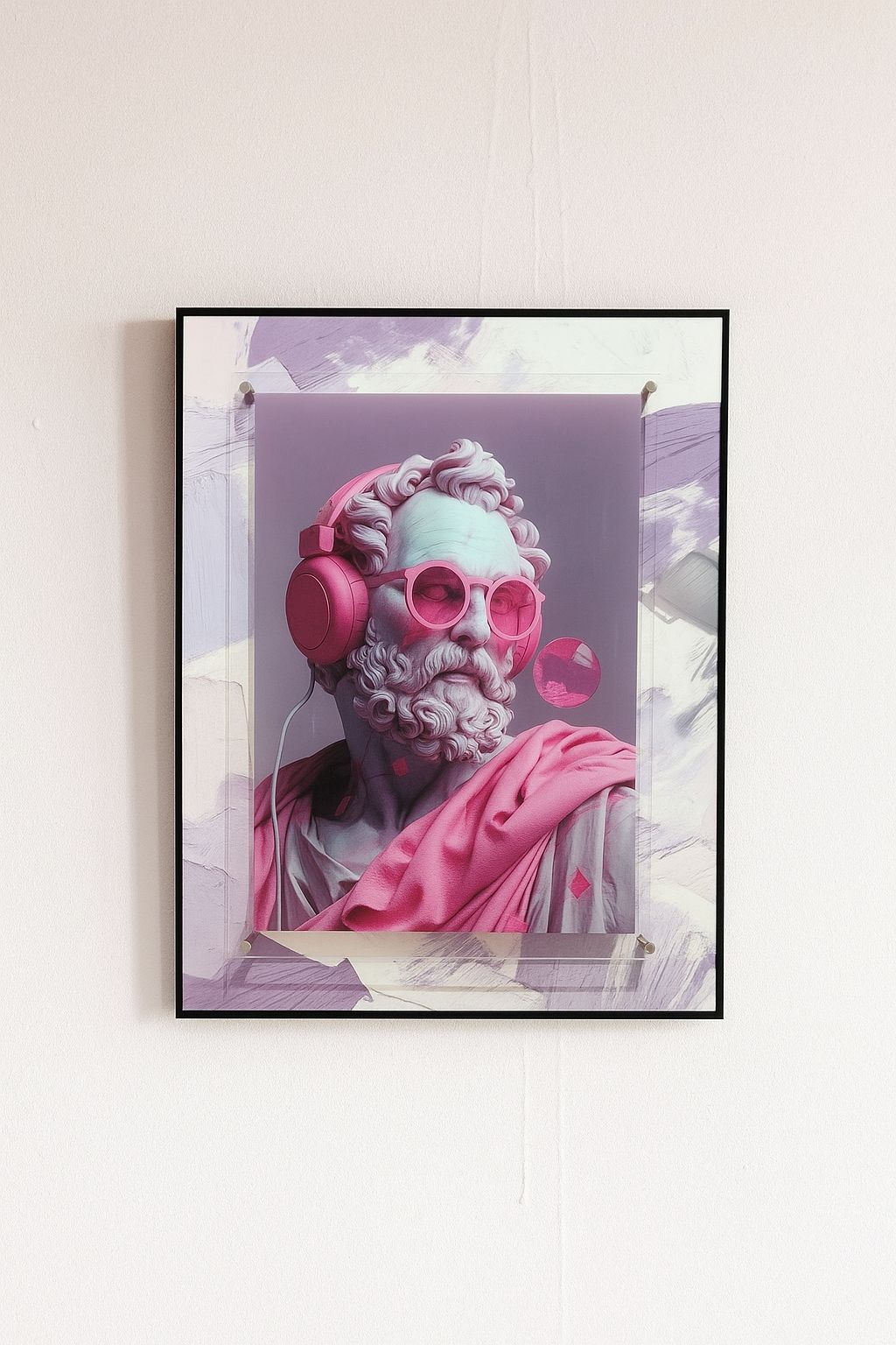 Urban Pop Art Frame - Roman Man With Pink Sunglasses [ 24 x 32 Inch ]