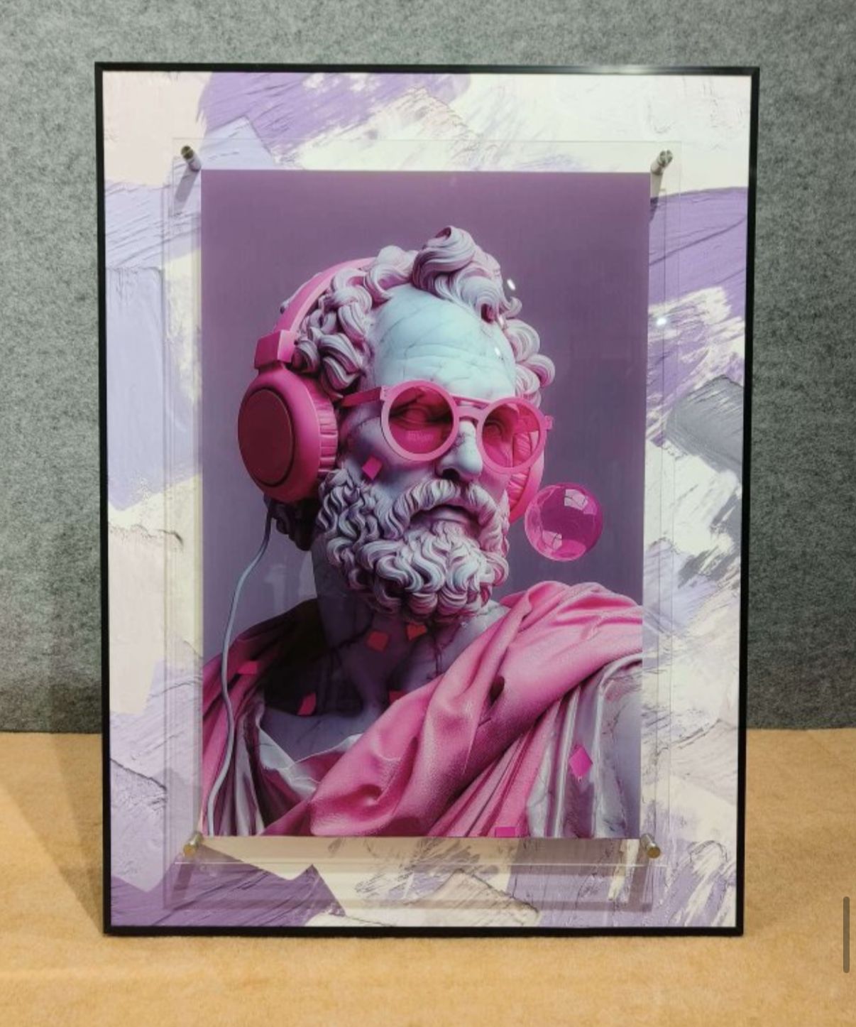 Urban Pop Art Frame - Roman Man With Pink Sunglasses [ 24 x 32 Inch ]