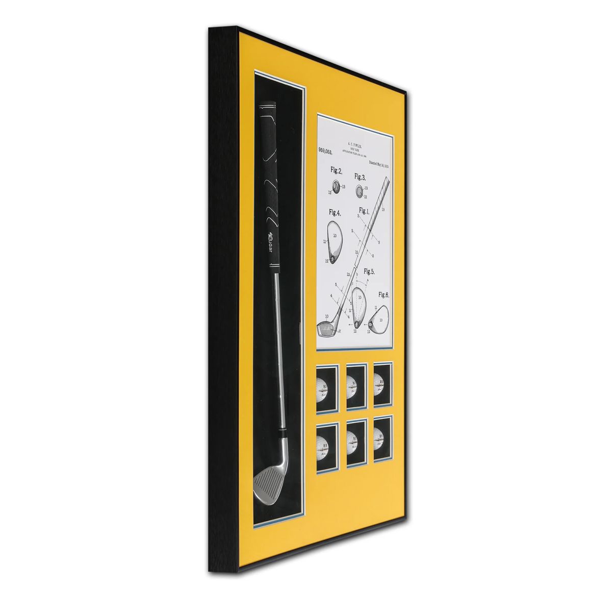 Golfer’s Gallery Pop Art Shadow box (Yellow) [ 2 x 3 Feet ]