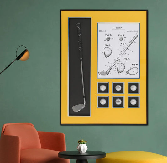 Golfer’s Gallery Pop Art Shadow box (Yellow) [ 2 x 3 Feet ]