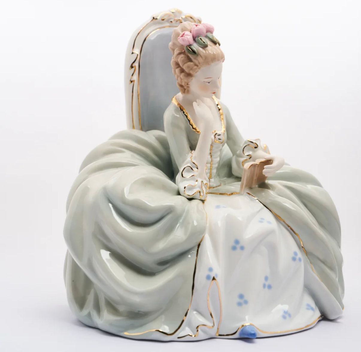 Victorian Lady Reading Book Showpiece