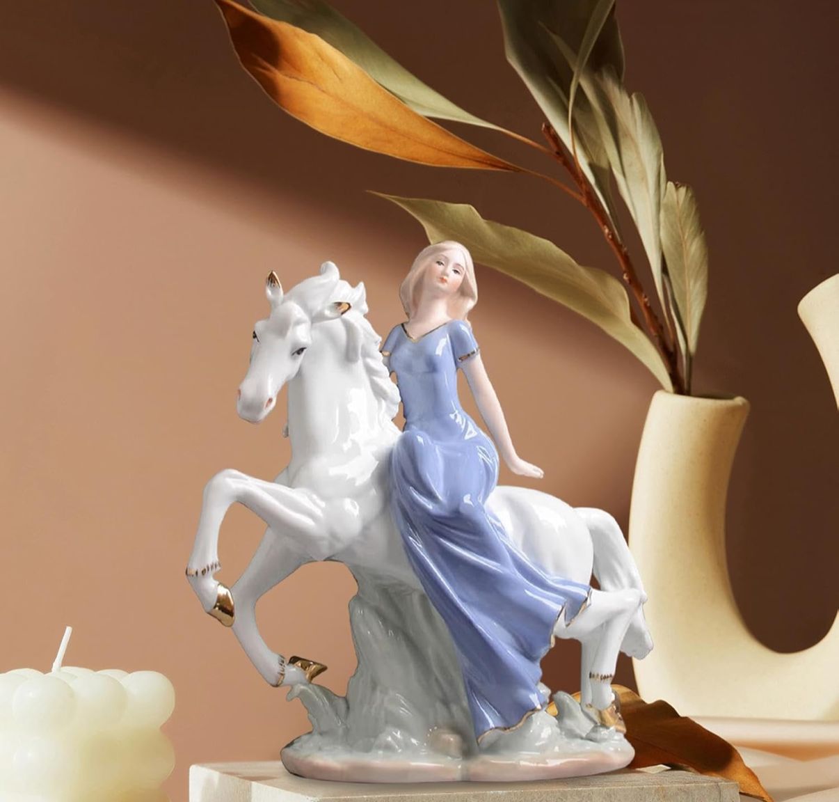Victorian Lady Ridding a Horse Showpiece