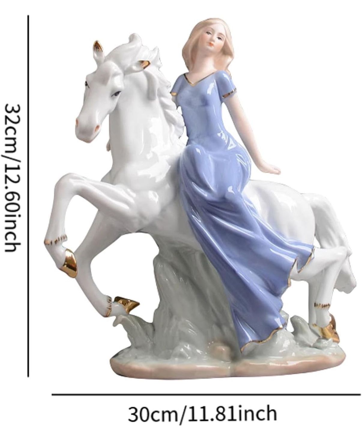 Victorian Lady Ridding a Horse Showpiece