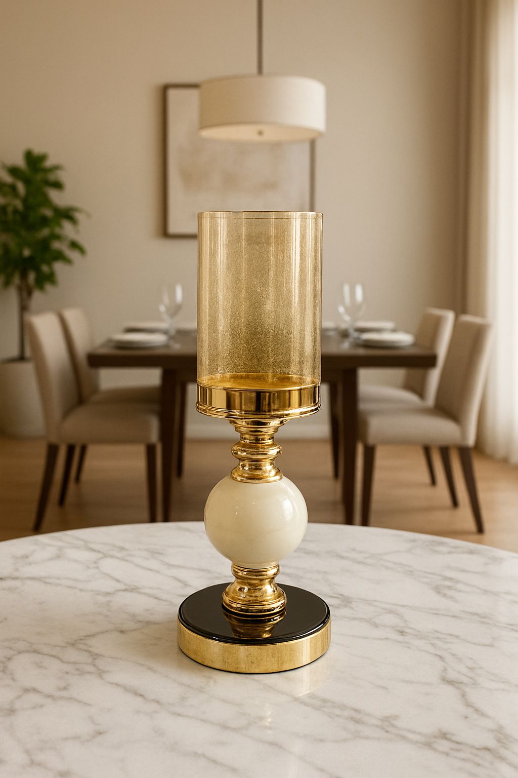 Metal Candle Holder With Glass Base [ 14Inch ]