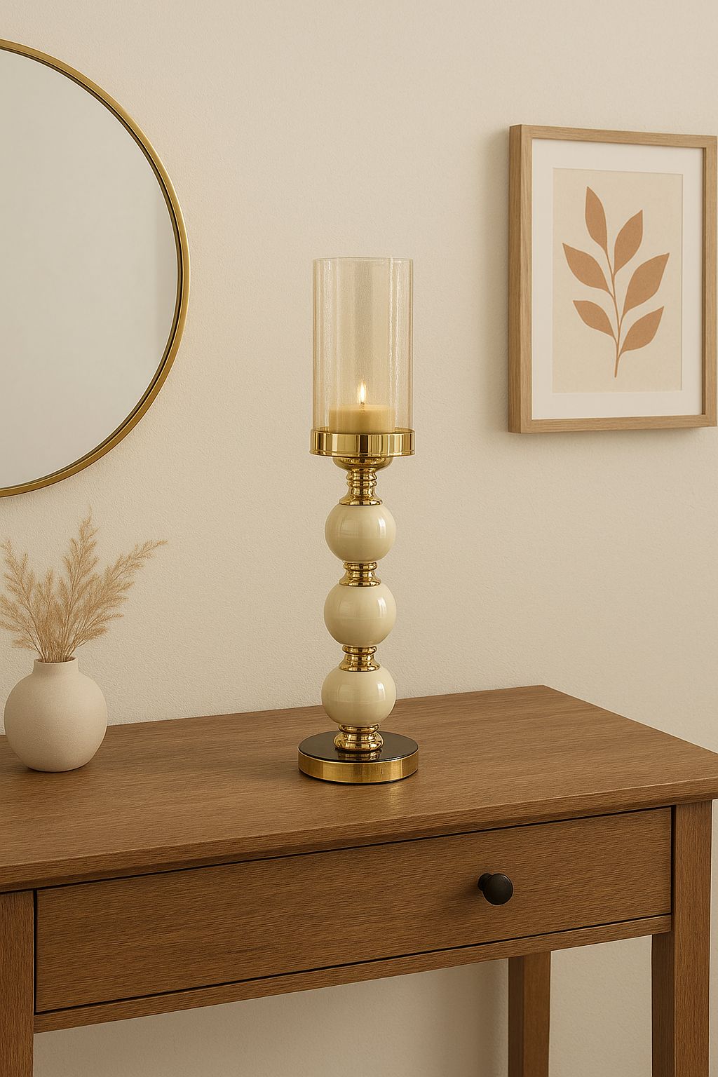 Metal Candle Holder With Glass Base [ 22Inch ]