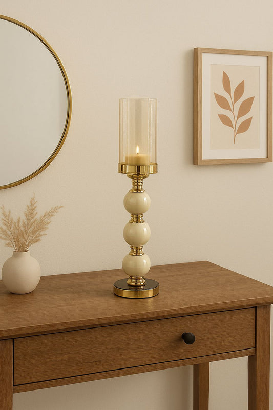 Metal Candle Holder With Glass Base [ 22Inch ]