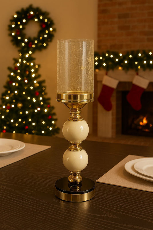 Metal Candle Holder With Glass Base [ 18Inch ]