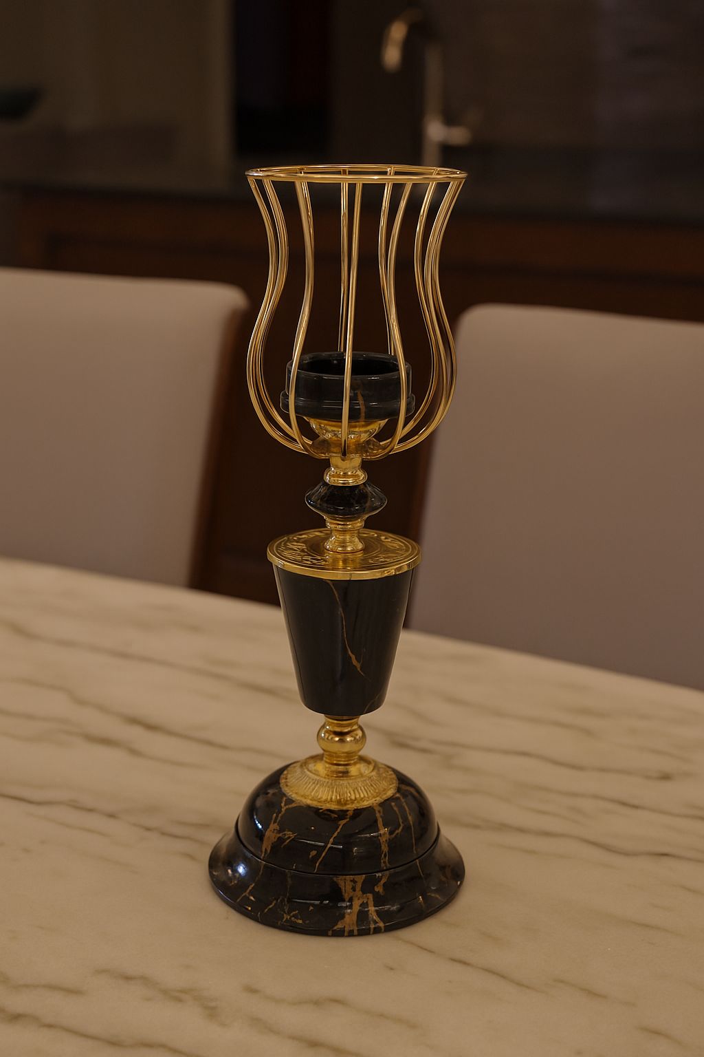 Black Metal Candle Holder with Glass Base [ 21 Inch ]