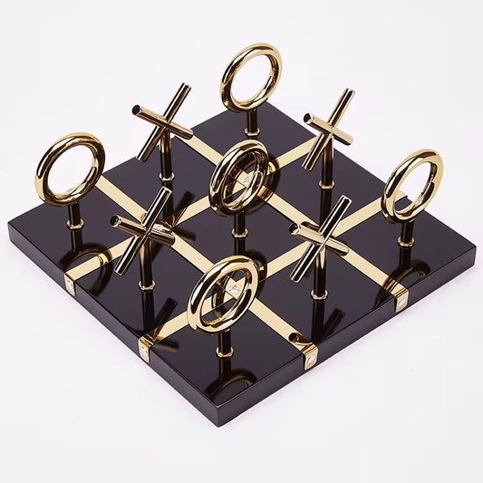 Black & Gold Tic Tac Toe Showpiece For Home Decor Style 1