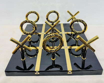 Black & Gold Tic Tac Toe Showpiece For Home Decor Style 1