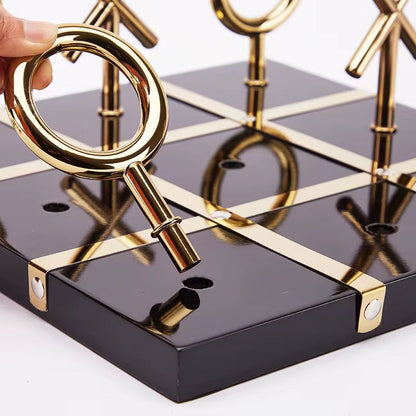 Black & Gold Tic Tac Toe Showpiece For Home Decor Style 1