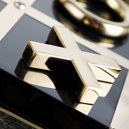 Black & Gold Tic Tac Toe Showpiece For Home Decor Style 2