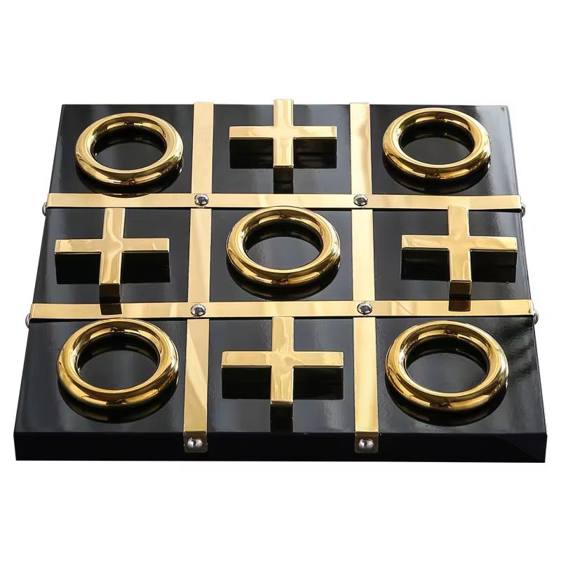 Black & Gold Tic Tac Toe Showpiece For Home Decor Style 2