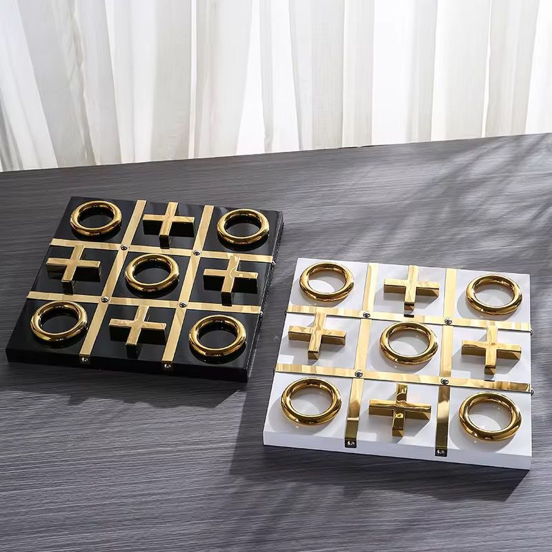 White & Gold Tic Tac Toe Showpiece For Home Decor Style 2