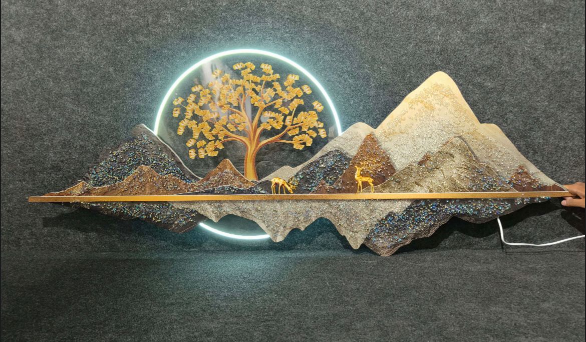 Modern Crystal Wall Art  For Wall Decor With LED Light