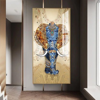 Modern Crystal Painting Set with Metal Framing - Golden Frame, Crystal & Glass Work - LED Light