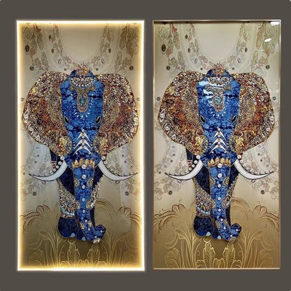 Modern Crystal Painting Set with Metal Framing - Golden Frame, Crystal & Glass Work - LED Light