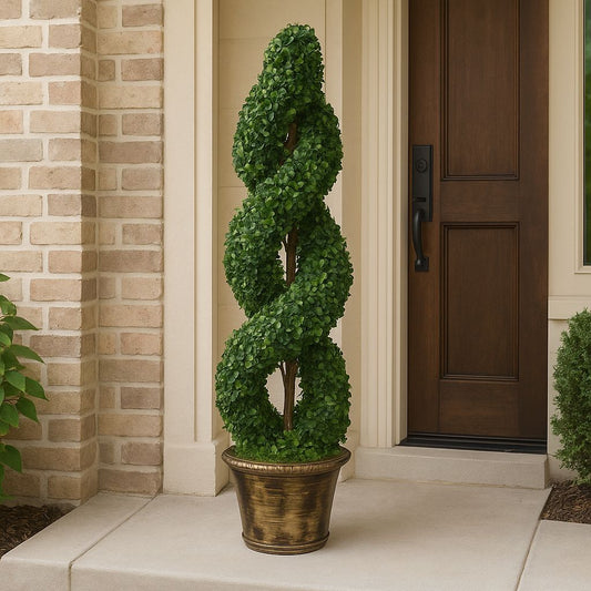 Artificial Topiary Two Spiral Bonsai Tree 48 Inches
