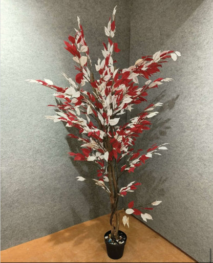 Timeless Bloom Cymbidium Orchid Artificial Plant - 78 Inches [ Red & White ]