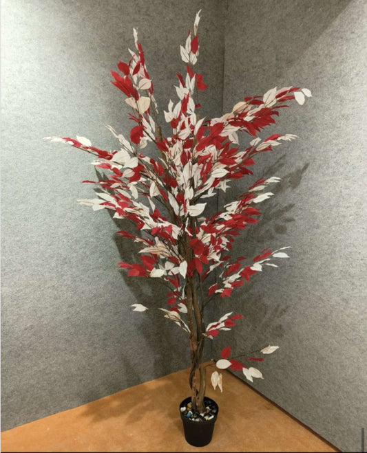 Timeless Bloom Cymbidium Orchid Artificial Plant - 78 Inches [ Red & White ]