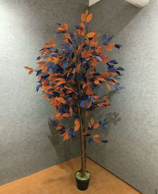 Timeless Bloom Cymbidium Orchid Artificial Plant - 78 Inches [ Blue & Orange ]