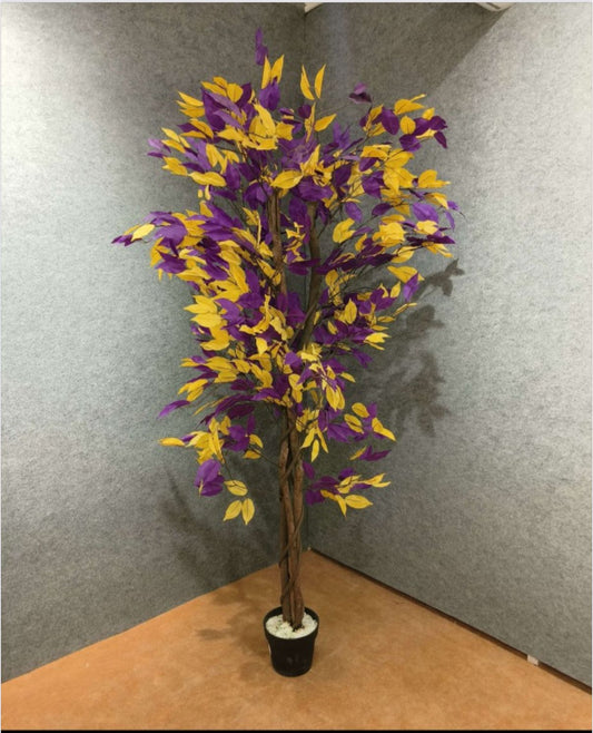 Timeless Bloom Cymbidium Orchid Artificial Plant - 78 Inches [ Purple & Yellow ]