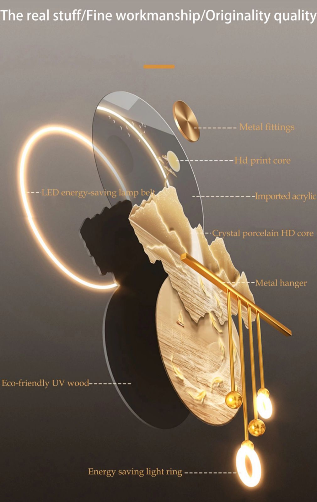 Modern Crystal Wall Decor For Wall Decor With LED Light [ 52 x 24 Inches] [ STYLE 2 ]