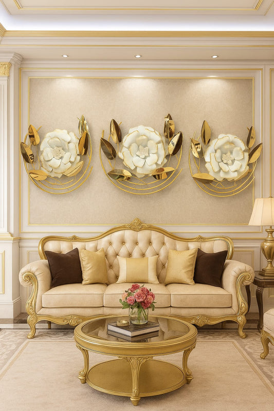 Fancy PVD Metal Wall Art For Home Set of 3 [ Style 2 ]