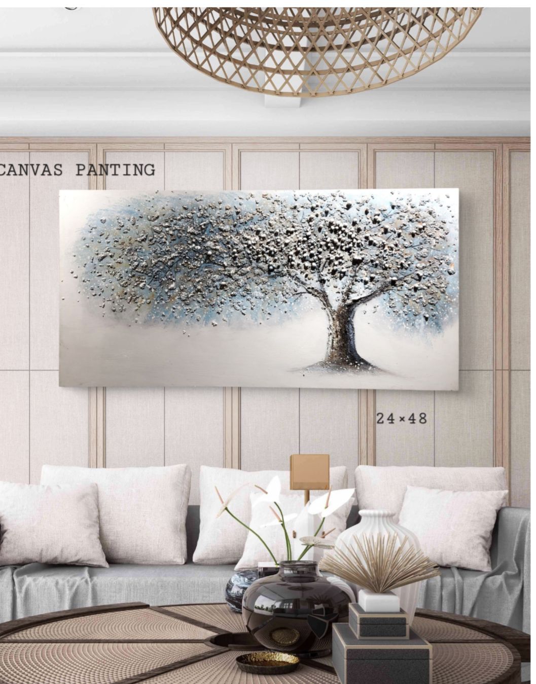 3D Tree of Life Framed Canvas Painting for Home Décor [ 24 x 48 Inch ] Style 3