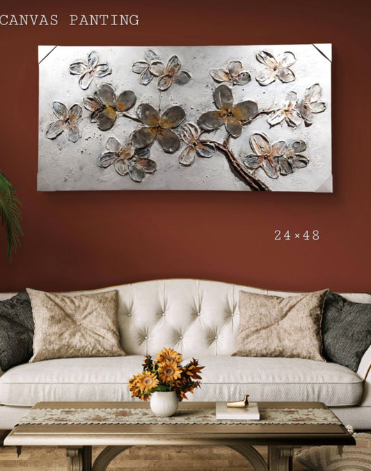 3D Floral Whisper Canvas Painting for Home Décor [ 24 x 48 Inch ]