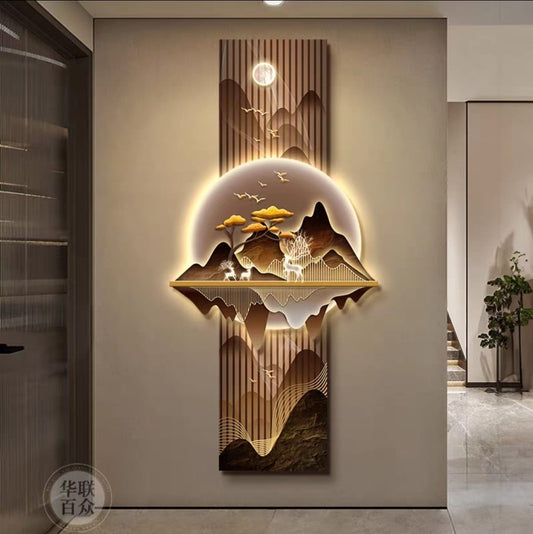 Premium Crystal Wall Art  For Wall Decor With LED Light [ 28 x 40 Inches ] Style 4
