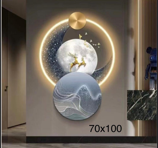 Premium Crystal Wall Art  For Wall Decor With LED Light [ 28 x 40 Inches ] Style 3